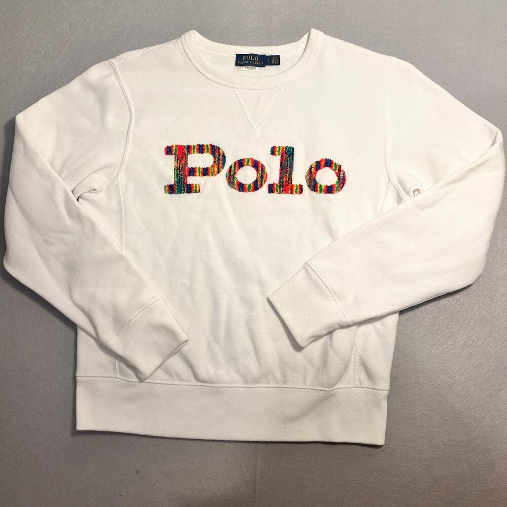 Polo Ralph Lauren Signature Rainbow Logo Embroidered Fleece Crewneck Sweatshirt